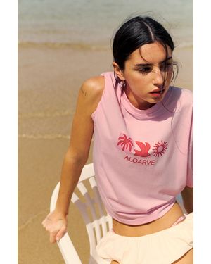 Pull&Bear Algarve Graphic Oversize T-Shirt - Pink