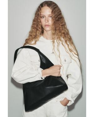 Pull&Bear Faux Leather Shopper Bag - White