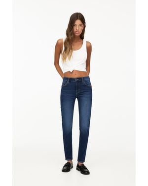 Pull&Bear Mid-Rise Skinny Jeans - Blue