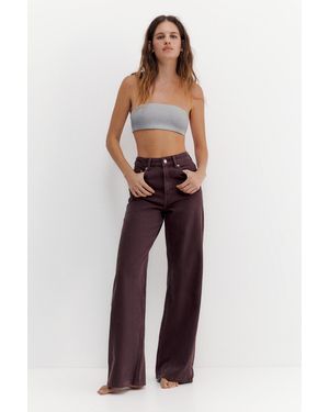 Pull&Bear High-Waist Wide-Leg Jeans - Red