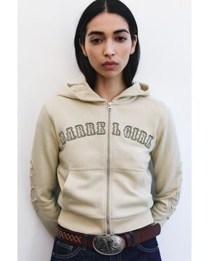 Pull&Bear Montserrat Messeguer Zipped Hoodie - Natural