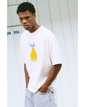 Pull&Bear Lemon Embroidered Slogan T-Shirt - White