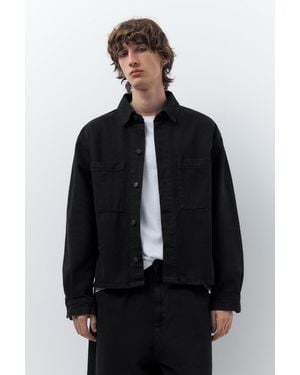 Pull&Bear Denim Overshirt - Black