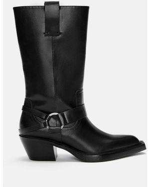 Pull&Bear Cowboy Boots With Buckle - Black