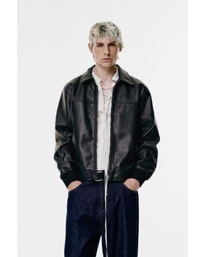 Pull&Bear Faux Leather Jacket - Blue