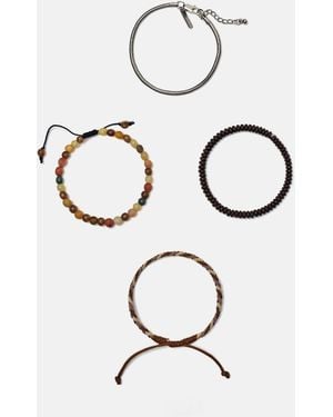 Pull&Bear 4-Pack Of Beaded Bracelets - White