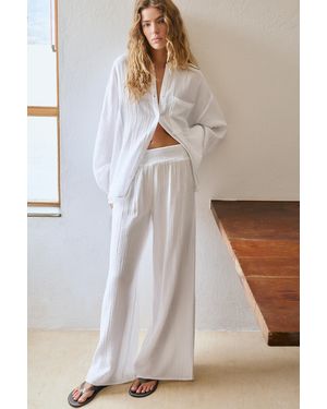 Pull&Bear Flowing Chiffon Effect Trousers - Blue