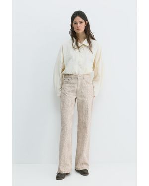 Pull&Bear Snakeskin Print Straight-Leg Jeans - Grey