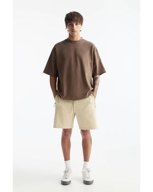 Pull&Bear Basic Piqué Jogger Shorts - Brown