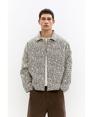 Pull&Bear Floral Jacquard Cardigan - Grey