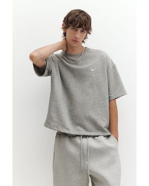 Pull&Bear Short Sleeve Logo Sweatshirt - Grey