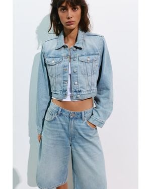 Pull&Bear Cropped-Jeansjacke - Blau