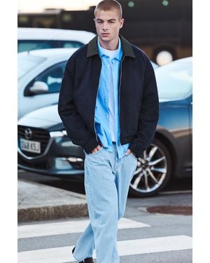 Pull&Bear Mixed-Fabric Faux Suede Jacket - Blue