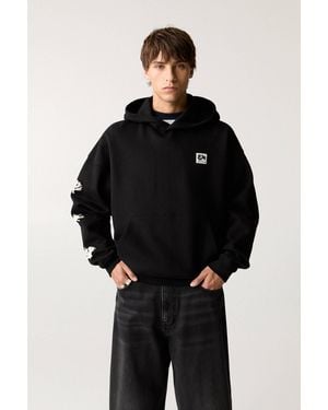 Pull&Bear Hoodie With Leaf Print On The Back - Black