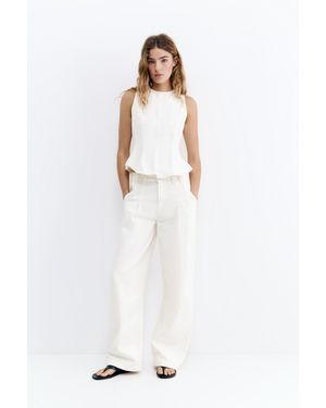 Pull&Bear Pleated Baggy Balloon Jeans - White