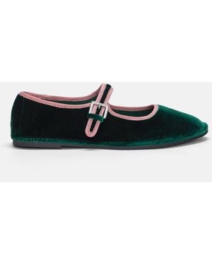 Pull&Bear Velvet Ballet Flats - Black