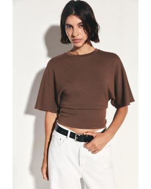 Pull&Bear T-Shirt Mit Fledermausärmeln Und Modal - Braun