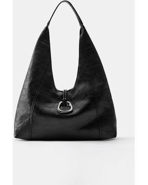 Pull&Bear Ring Detail Tote Bag - Black