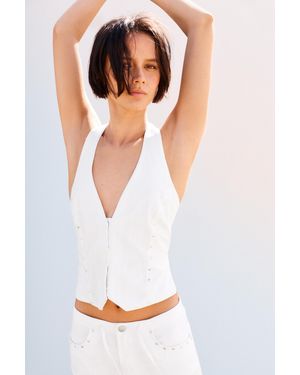 Pull&Bear Studded Halter Top - Blue