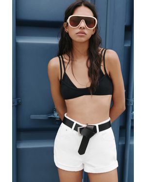 Pull&Bear Mom Fit Denim Shorts With Turn-Up Hems - White