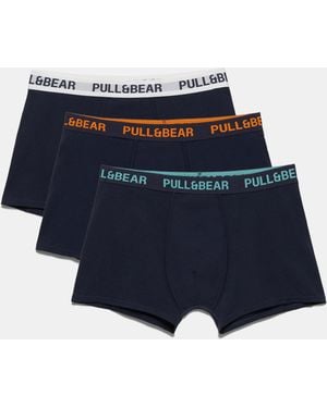 Pull&Bear 3-Pack Of Boxers With Logo - Blue