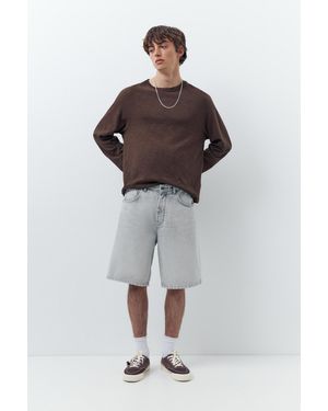 Pull&Bear Baggy Denim Bermuda Shorts - Black