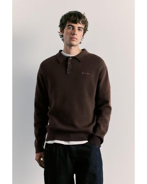 Pull&Bear Strickpolo Mit Langen Ärmeln - Schwarz