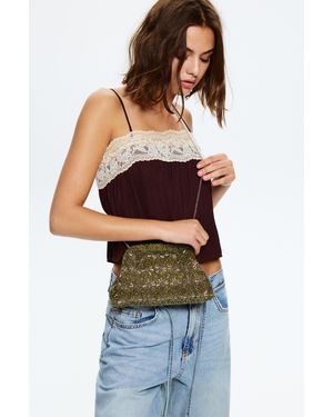 Pull&Bear Beaded Clutch Bag - Green