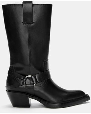 Pull&Bear Cowboy Boots With Buckle - Black