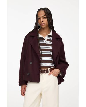 Pull&Bear Short Felt Texture Coat - Red