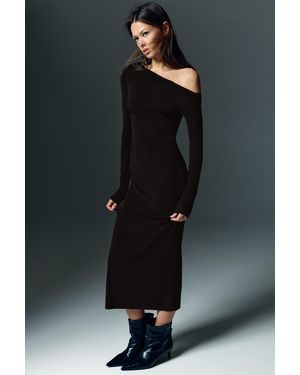 Pull&Bear Bardot Neckline Midi Dress - Black