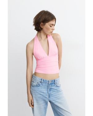 Pull&Bear Halter Gathered Top - Pink
