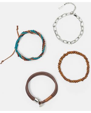 Pull&Bear Set Aus 4 Kombinierten Armbändern - Weiß