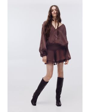 Pull&Bear Short Shimmery Ruffle Dress - Purple