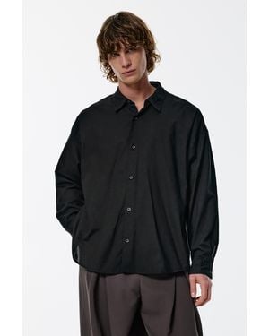 Pull&Bear Long Sleeve Poplin Shirt - Black