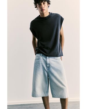 Pull&Bear Skater Denim Bermuda Shorts - Blue