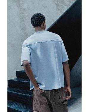 Pull&Bear Relaxed Fit Overlock T-Shirt - Blue