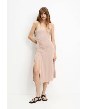 Pull&Bear Midi Slip Dress - Natural