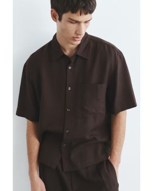 Pull&Bear Short Sleeve Shirt With Pocket - Brown