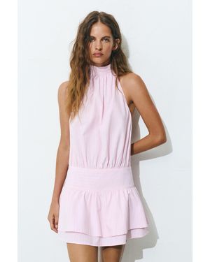 Pull&Bear Short Striped Halter Dress - Green