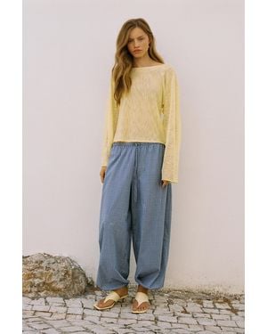 Pull&Bear Check Sarouel Trousers - Blue