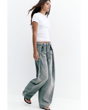 Pull&Bear Pleated Balloon Fit Baggy Jeans - Grey