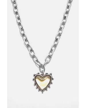 Pull&Bear Heart Pendant Necklace - White