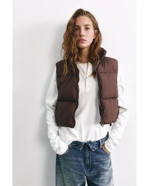 Pull&Bear Padded Gilet - Brown
