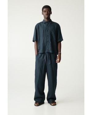 Pull&Bear 100% Linen Joggers - Blue