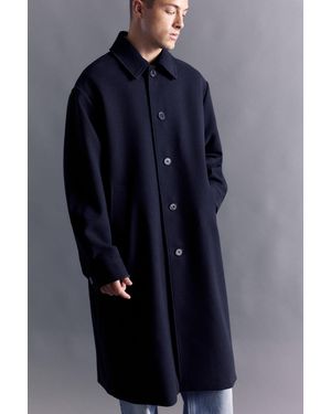 Pull&Bear Langer Mantel Aus Lodentuch - Blau