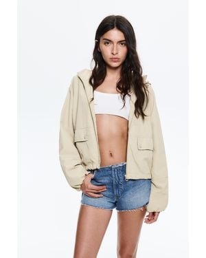 Pull&Bear Short Lightweight Jacket With Hood - Blue