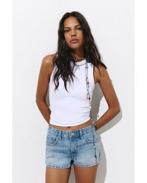 Pull&Bear Low-Rise Denim Mini Shorts - Blue