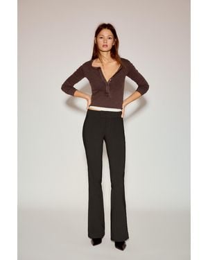 Pull&Bear Mid-Rise Bootcut Trousers - Brown