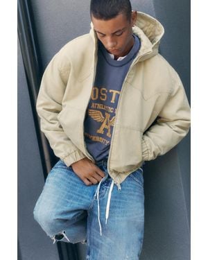 Pull&Bear Hooded Bomber Jacket - Blue
